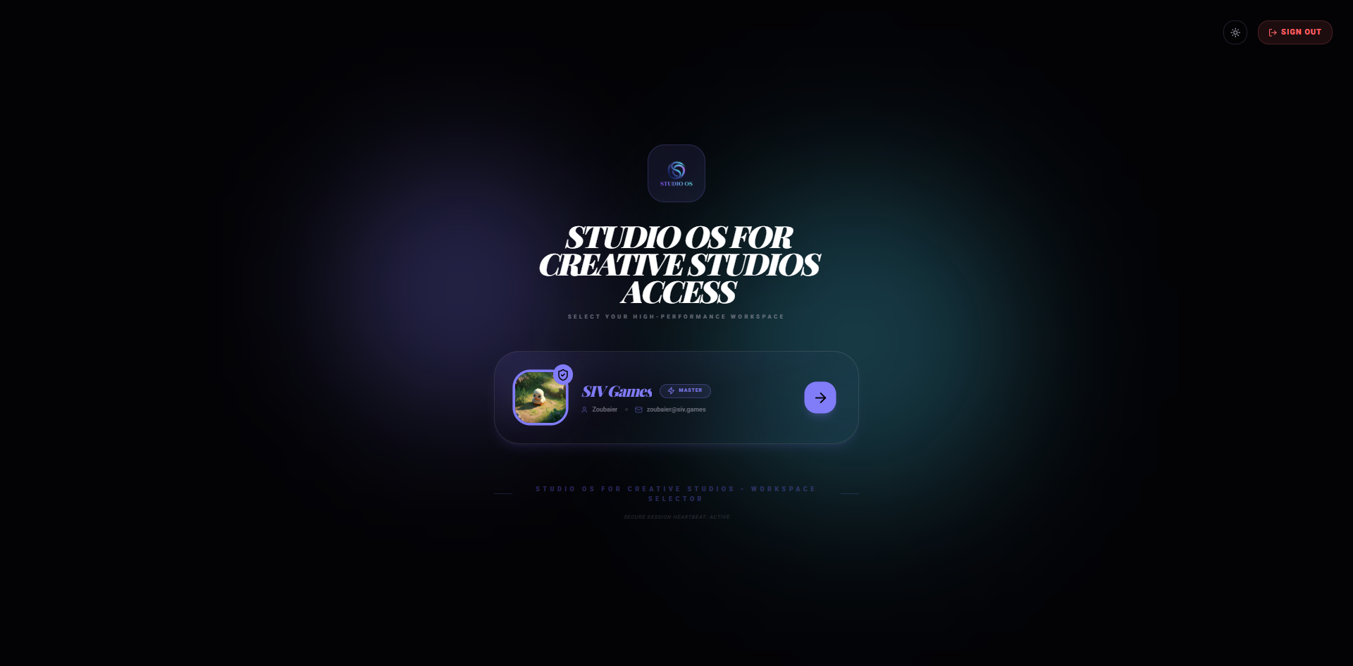 Studio OS Unified Interface (Dark Mode)